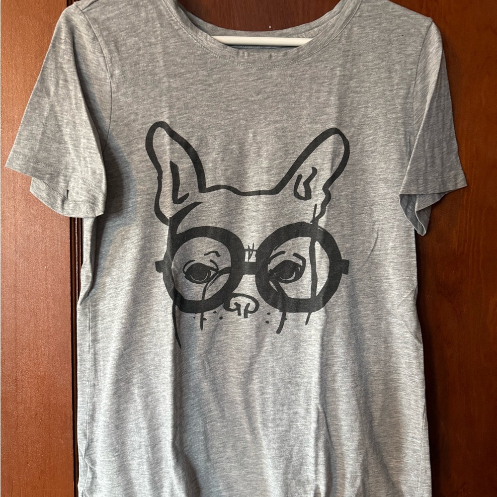 LOFT Gray Dog with Glasses Tee